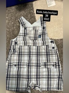 Koala Baby Boutique White Plaid Baby Overalls